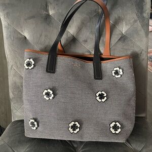 Kate Spade Elegant Black and White Floral Tote Bag